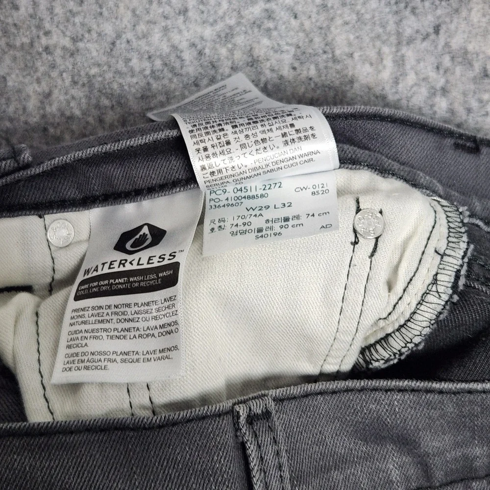 Levis 511 Jeans Men 29x32 Black Denim Slim Fit Dark Wash Skater Punk‎ Grunge